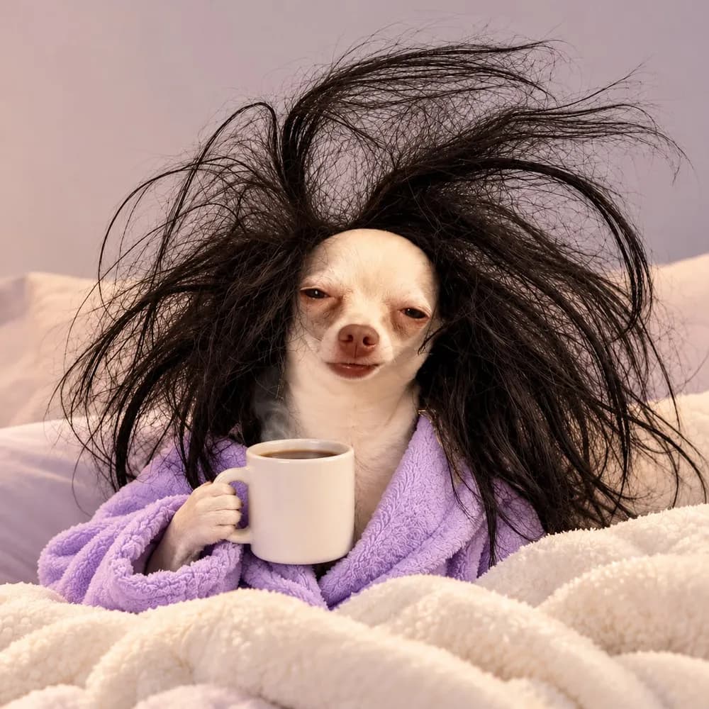 Sleego holding a mug of coffee